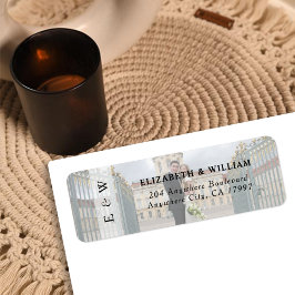 Elegant Monogrammed fotoöverlägg Bröllop Adress Returadress Etikett