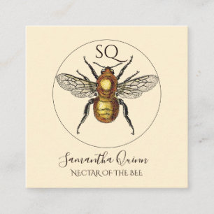 Elegant Monogrammed Golden Bee Circle Logotyp Fyrkantigt Visitkort