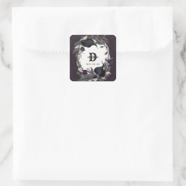 Elegant Monogrammed Gothic Bröllop Fyrkantigt Klistermärke