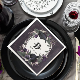Elegant Monogrammed Gothic Bröllop Pappersservett
