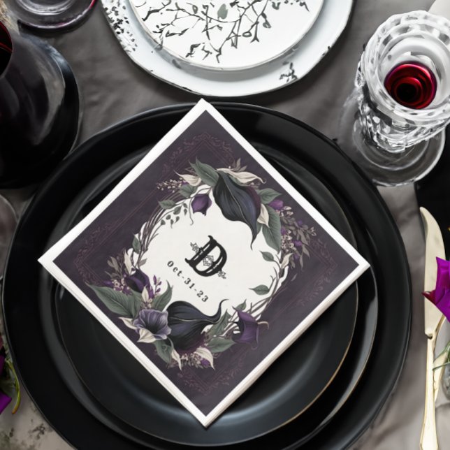 Elegant Monogrammed Gothic Bröllop Pappersservett (Skapare uppladdad)
