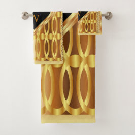 Elegant Monogrammed Guld Heart Geometric
