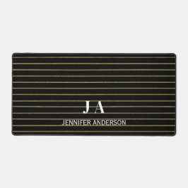 Elegant Monogrammed Guld linjer Desk Mat