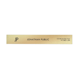 Elegant Monogrammed Guld Modern Glam Plain Etikettband