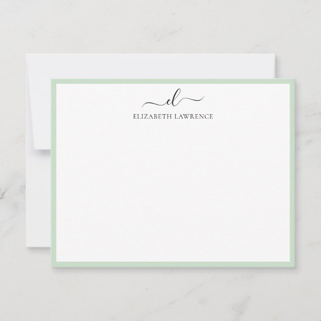 Elegant Monogrammed handskript Anteckningskort (Framsida)