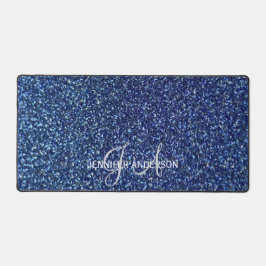 Elegant Monogrammed inledande Blue Glitter Desk Ma