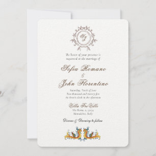 Elegant Monogrammed italiensk bröllopsinbjudan Inbjudningar