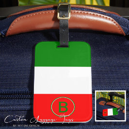 Elegant Monogrammed italiensk Flagga Bagagebricka