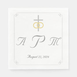 Elegant Monogrammed katolska Bröllop Pappersservett