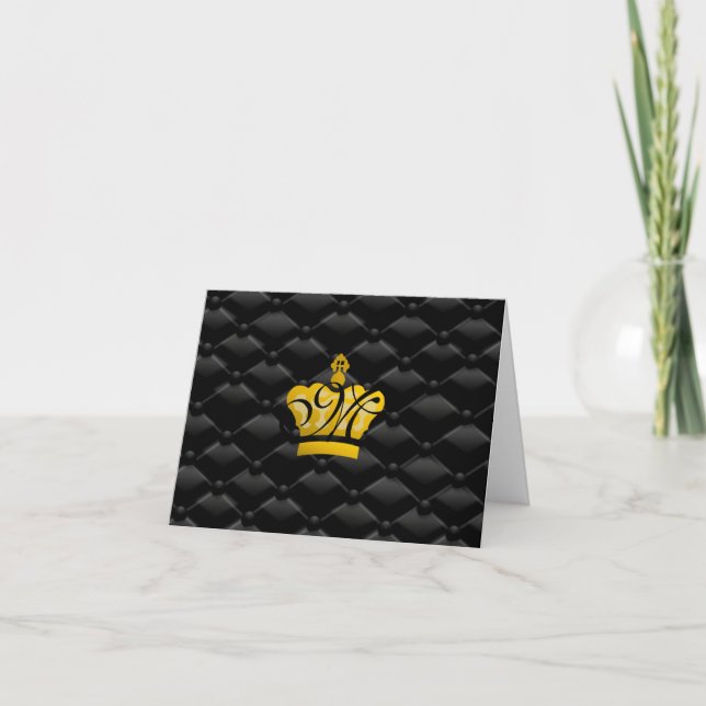 Elegant Monogrammed krona Tufted svart kort (Framsida)