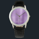 Elegant Monogrammed Lila Brushed Metallic Armbandsur<br><div class="desc">Personlig Elegant Monogrammed Lila Brushed Metallic Watch.</div>