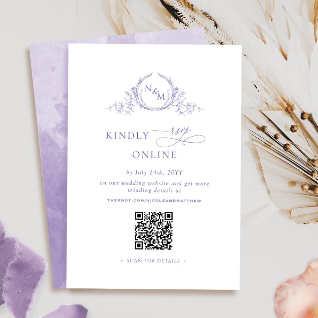 Elegant Monogrammed Lila OSA Online, QR-kod Tilläggskort (Skapare uppladdad)