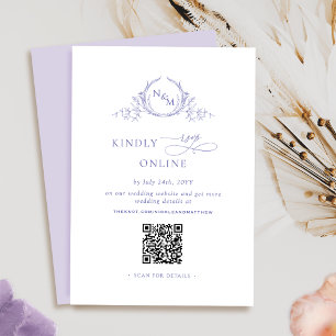 Elegant Monogrammed Lila QR-kod/OSA Online Tilläggskort