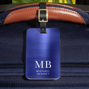 Elegant Monogrammed marinblått Bagagebricka