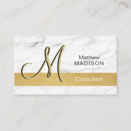 Elegant Monogrammed marmor för guldsvartvit Visitkort