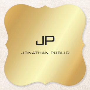 Elegant Monogrammed Modern Faux Guld-mall Underlägg Papper