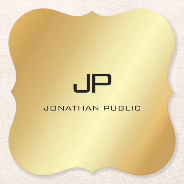 Elegant Monogrammed Modern Faux Guld-mall Underlägg Papper (Framsida)