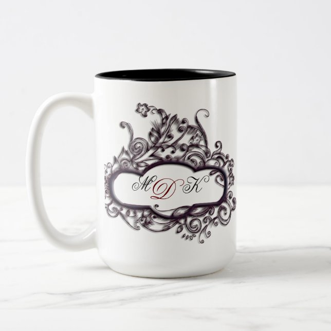 ELEGANT MONOGRAMMED MUGG-MALL Två-Tonad MUGG (Vänster)