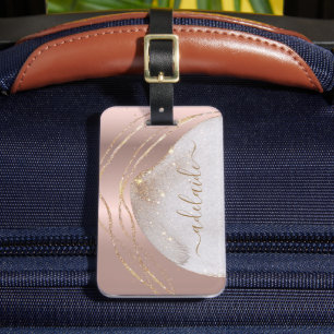 Elegant Monogrammed Namn Ro Guld Glitter Anpassnin Bagagebricka
