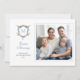 Elegant Monogrammed Påsk-foto Julkort