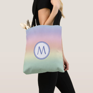 Elegant Monogrammed Pastel Rainbow Vatten Färg Tygkasse