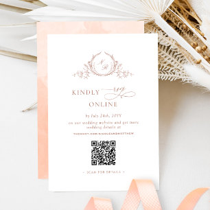 Elegant Monogrammed Peach OSA Online QR-kod Tilläggskort