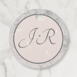 Elegant Monogrammed persikor och Grått Gåvor Etiketter