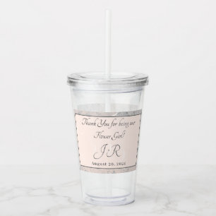 Elegant Monogrammed persikor och Grått Marble Take Away Mugg