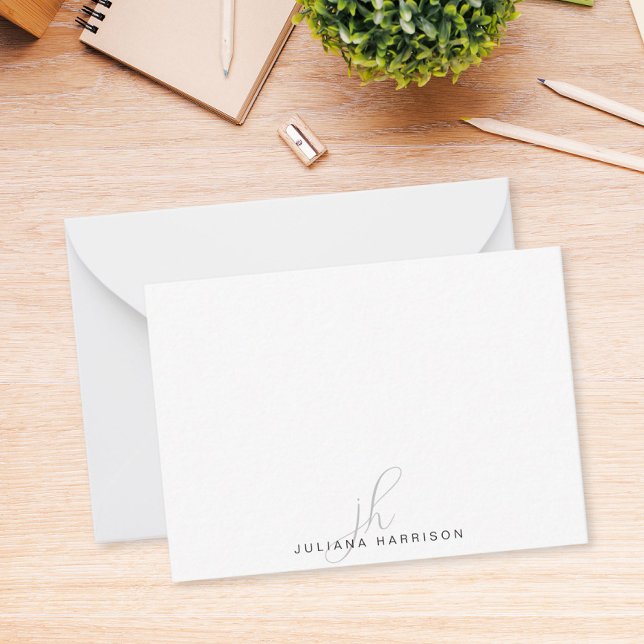 Elegant Monogrammed Personlig Anteckningskort (Elegant Monogrammed Personalized Note Card)
