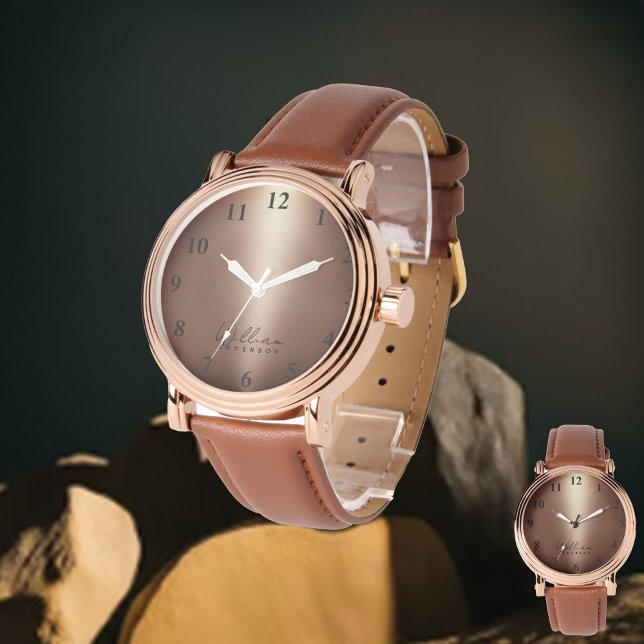 Elegant Monogrammed Ro Guld Brushed Metallic Armbandsur (Skapare uppladdad)
