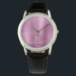 Elegant Monogrammed Rosa Brushed Metallic Armbandsur<br><div class="desc">Personlig Elegant Monogrammed Rosa Brushed Metallic Watch.</div>