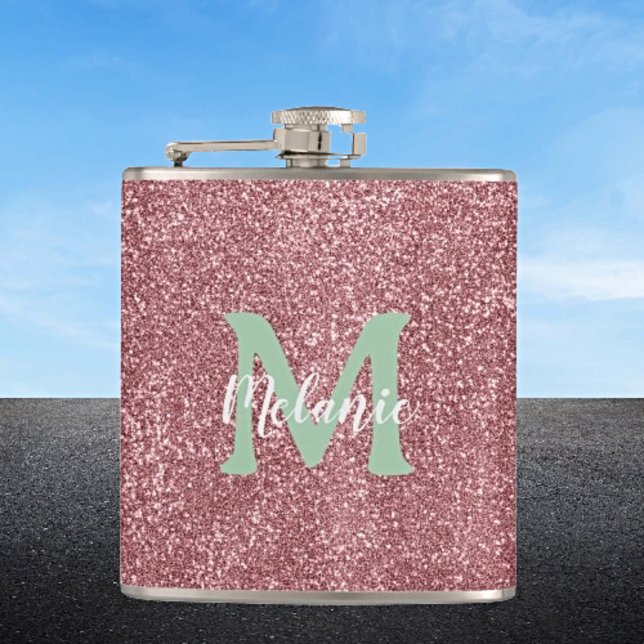 Elegant Monogrammed Rosa Glitter Fickplunta (Skapare uppladdad)