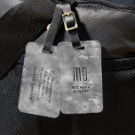 Elegant Monogrammed Silver Grått Liquid Bläck Stru Bagagebricka<br><div class="desc">Personlig Elegant Monogrammed Silver Grått Liquid Bläck Struktur Luggage Tag.</div>