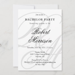 Elegant Monogrammed w/ QR kod Bacherlor Party Inbjudningar