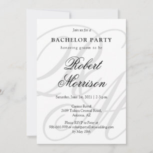 Elegant Monogrammed w/ QR kod Bacherlor Party Inbjudningar