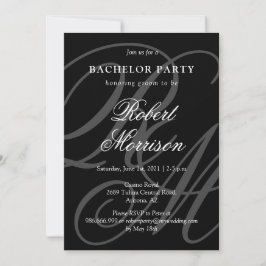 Elegant Monogrammed w/ QR kod Bacherlor Party Inbjudningar