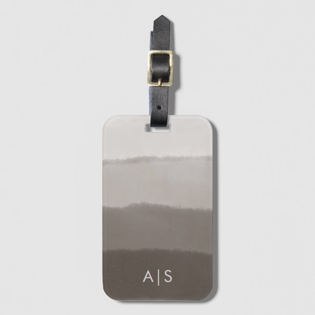 Elegant Monogrammerad Akvarell Davy Grå Ombre Bagagebricka (Framsida vertikal)
