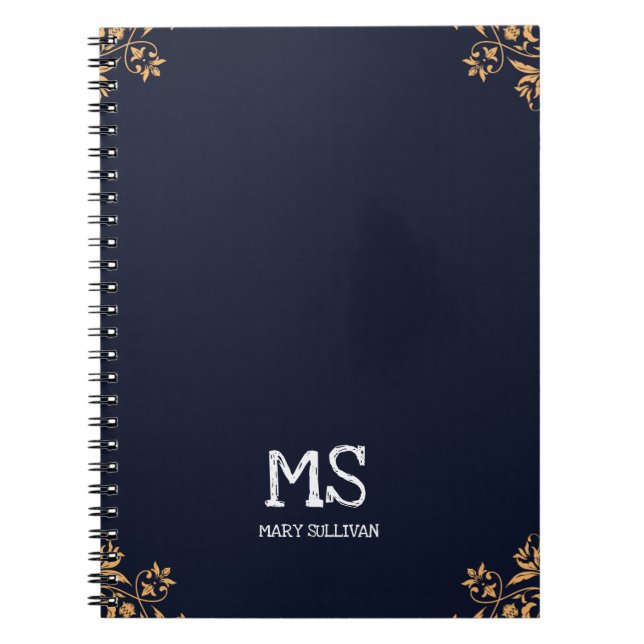 Elegant monogrammerad anteckningsbok för henne (Framsidan)