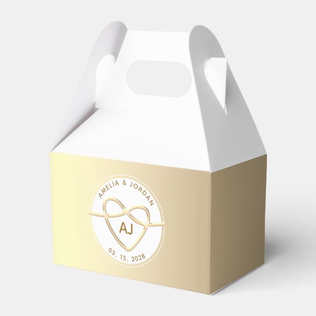 Elegant Monogrammerad Bröllopspresentlåda Presentaskar (Framsidan Sidan)