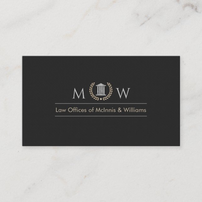 Elegant Monogrammerad Domstol Visitkort (Framsida)