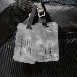 Elegant Monogrammerad Grå Bagagebricka