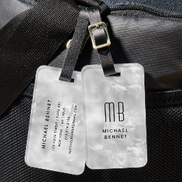 Elegant monogrammerad grå flytande bläckstruktur bagagebricka