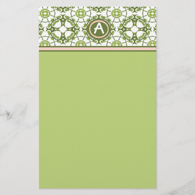 Elegant monogrammerad grön keltisk brevpapper (Framsida)