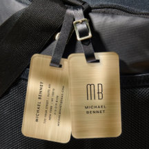 Elegant Monogrammerad Guld Borstad Metallisk