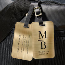 Elegant Monogrammerad Guld Borstad Metallisk Resvä