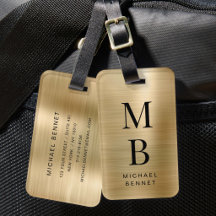 Elegant Monogrammerad Guld Borstat Metallisk