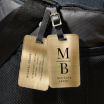 Elegant Monogrammerad Guld Borstat Metallisk