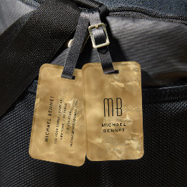 Elegant Monogrammerad Guld Flytande Bläck Textur Bagagebricka