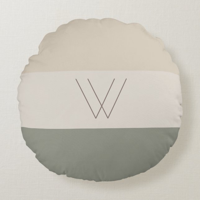 Elegant Monogrammerad Initial Stylish Chic Mönster Rund Kudde (Framsidan)