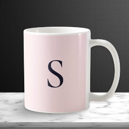 Elegant Monogrammerad Modern Minimalist Rosa Kaffemugg